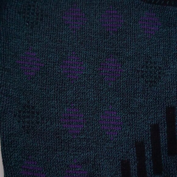 VTG 80s Le Tigre Made in USA Geometric Knit Sweater — Teal Purple Black — Size L - Picture 8 of 10